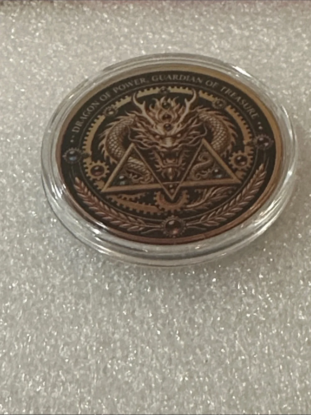 Dragon Emblem Coin Accent — Copper & Black